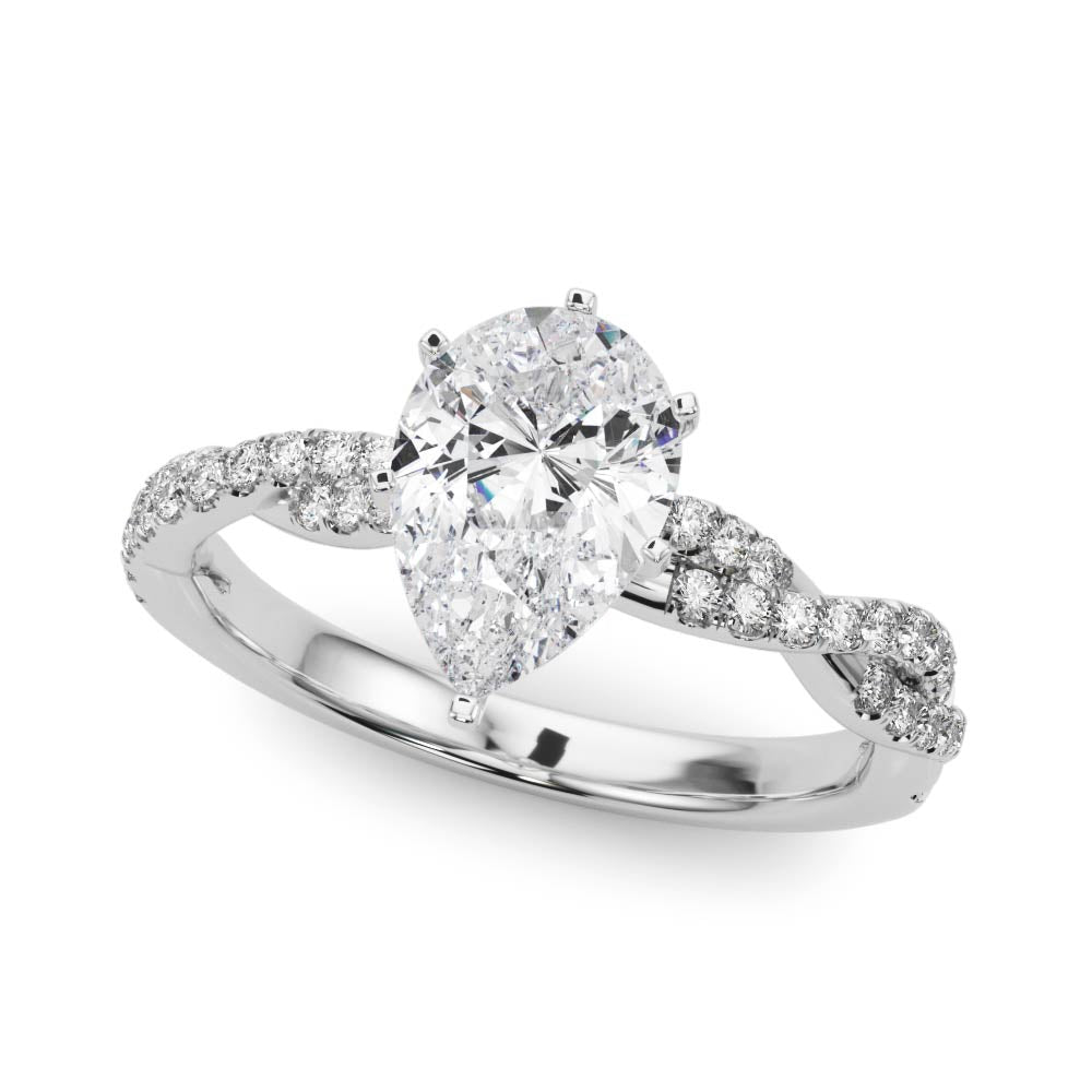 Twisting Diamond Adorned Engagement Ring