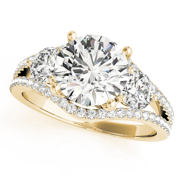 3-Stone Double Row Split Shank Engagement Ring