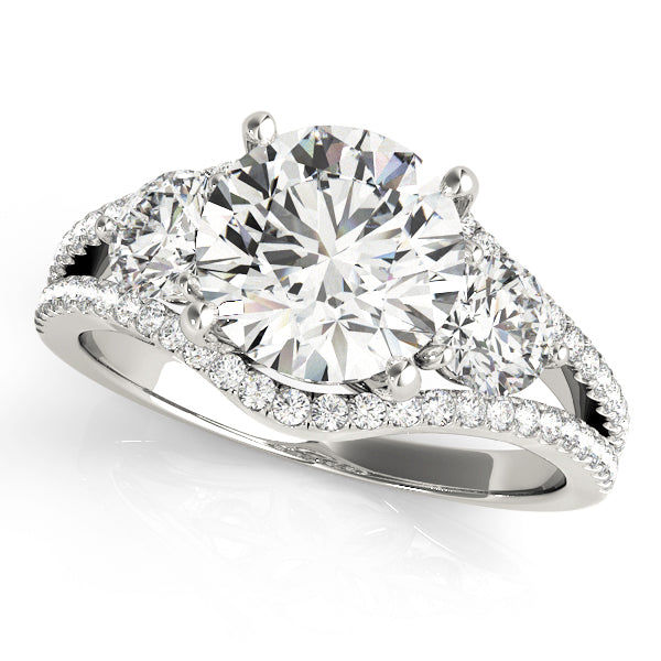 3-Stone Double Row Split Shank Engagement Ring