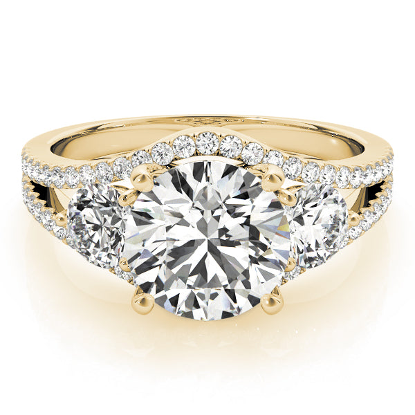3-Stone Double Row Split Shank Engagement Ring
