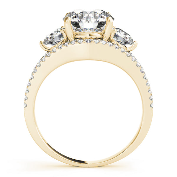 3-Stone Double Row Split Shank Engagement Ring