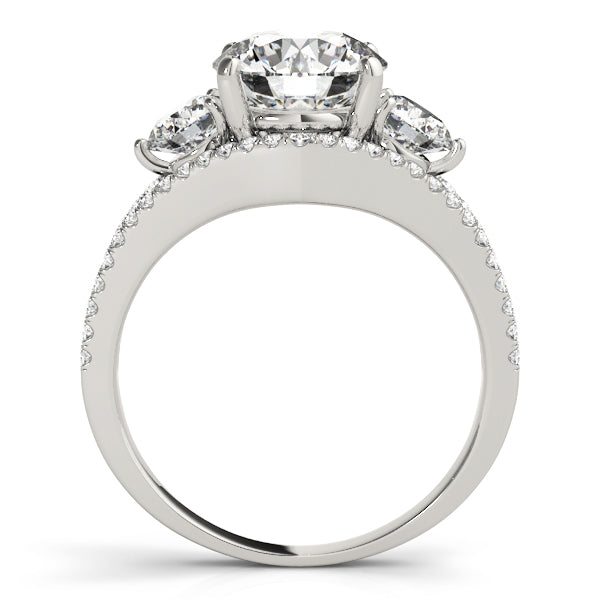 3-Stone Double Row Split Shank Engagement Ring