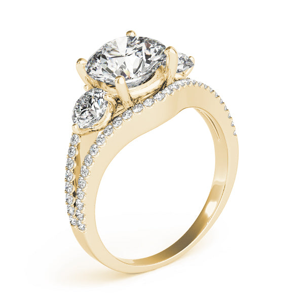 3-Stone Double Row Split Shank Engagement Ring