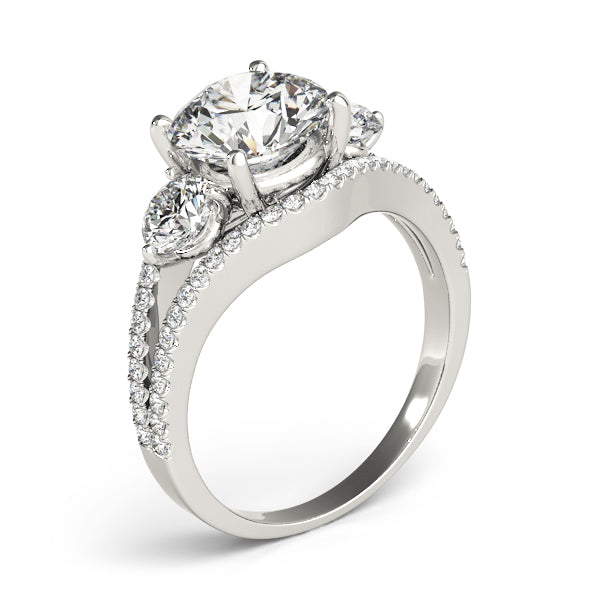 3-Stone Double Row Split Shank Engagement Ring