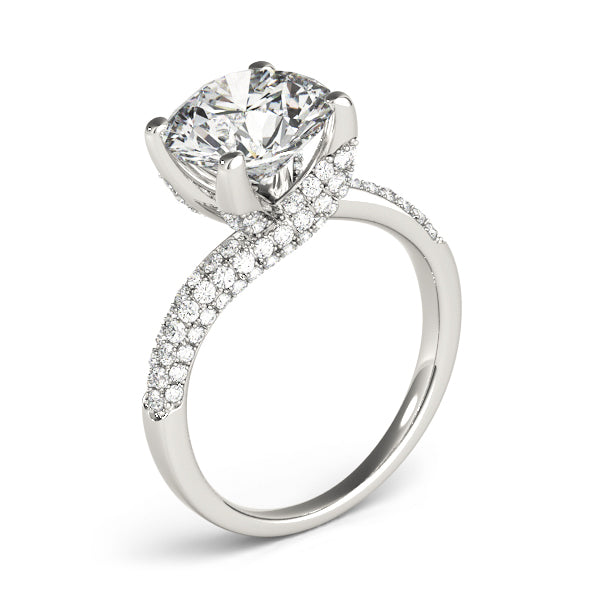 Bypass Multirow Pavé Engagement Ring