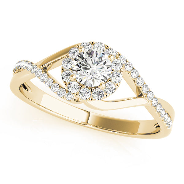 Bypass Halo Twisted Shank Engagement Ring