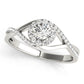 Bypass Halo Twisted Shank Engagement Ring
