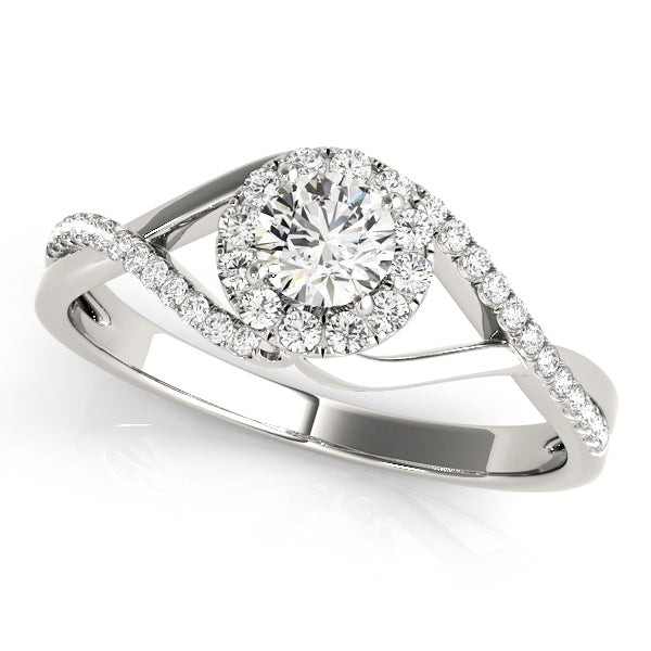 Bypass Halo Twisted Shank Engagement Ring