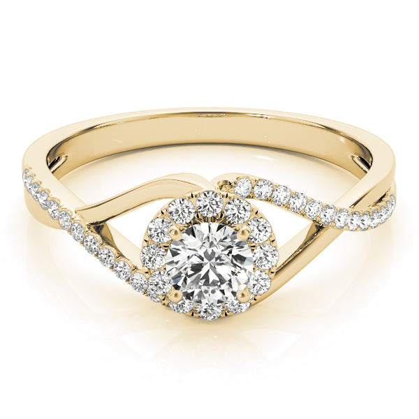Bypass Halo Twisted Shank Engagement Ring