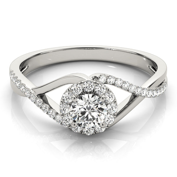 Bypass Halo Twisted Shank Engagement Ring