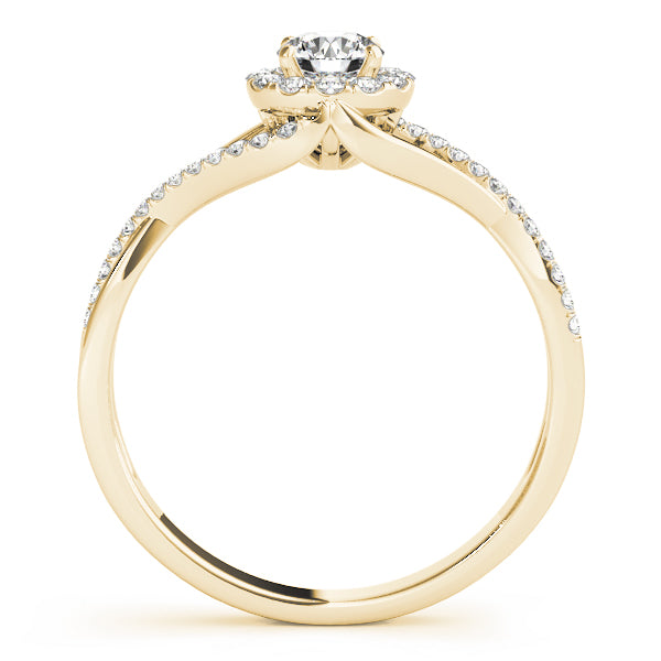 Bypass Halo Twisted Shank Engagement Ring