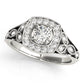 Vintage Style Halo Milgrain Engagement Ring