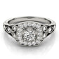 Vintage Style Halo Milgrain Engagement Ring
