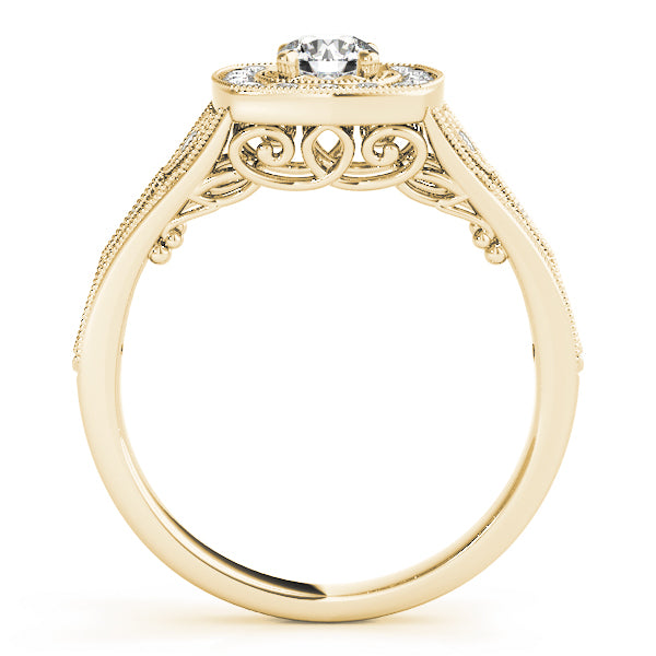Vintage Style Halo Milgrain Engagement Ring