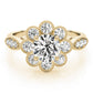 Bezel Set Round Halo Milgrain Engagement Ring