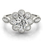Bezel Set Round Halo Milgrain Engagement Ring