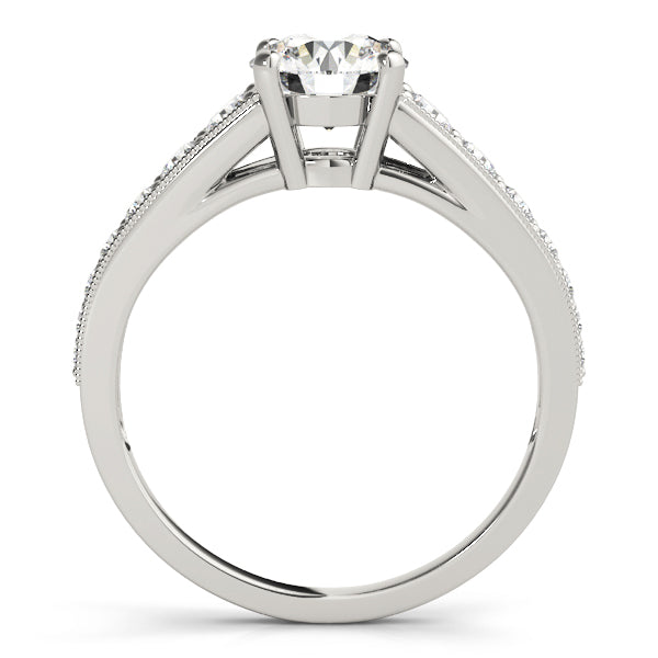 Graduating Single Row Milgrain Round Engagement Ring
