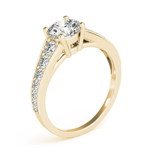 Graduating Single Row Milgrain Round Engagement Ring