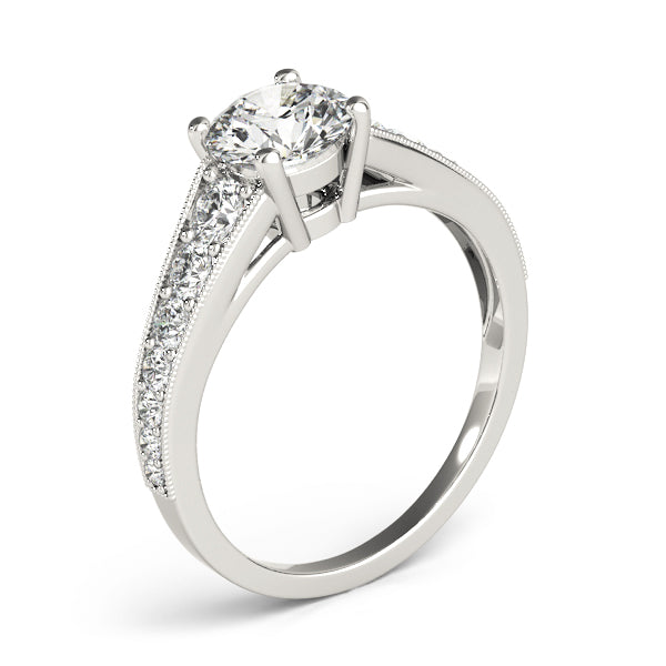 Graduating Single Row Milgrain Round Engagement Ring