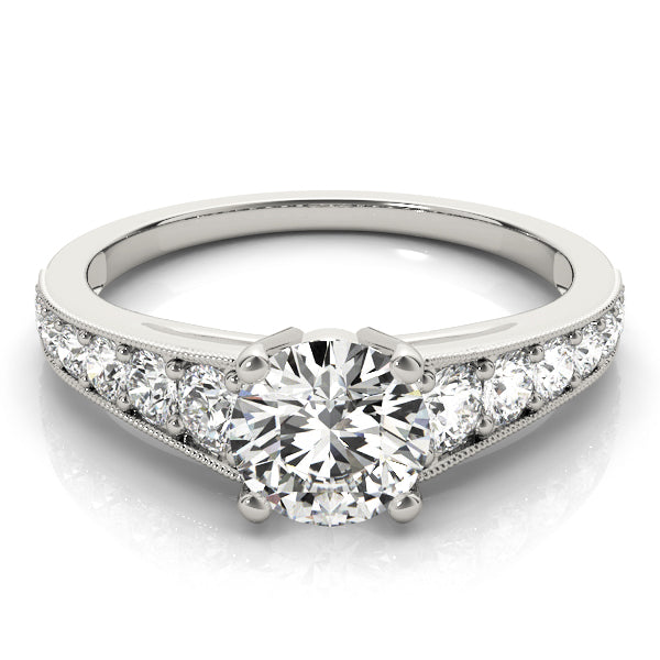 Graduating Single Row Milgrain Round Engagement Ring
