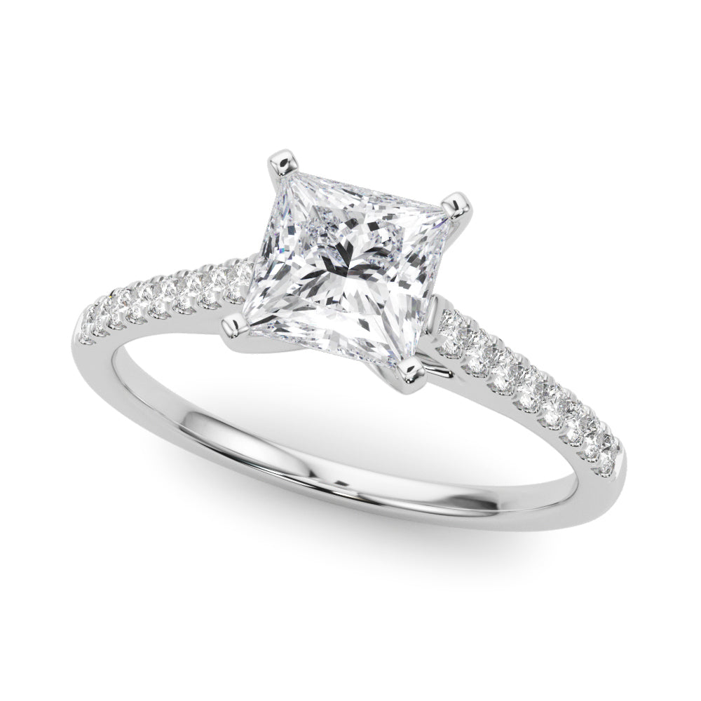 Single Row Diamond Engagement Ring