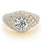 Multirow Pavé Halo Engagement Rings