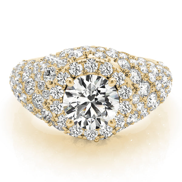 Multirow Pavé Halo Engagement Rings