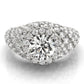 Multirow Pavé Halo Engagement Rings
