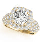 Multirow Pavé Halo Engagement Rings
