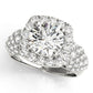 Multirow Pavé Halo Engagement Rings