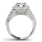 Multirow Pavé Halo Engagement Rings