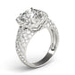 Multirow Pavé Halo Engagement Rings