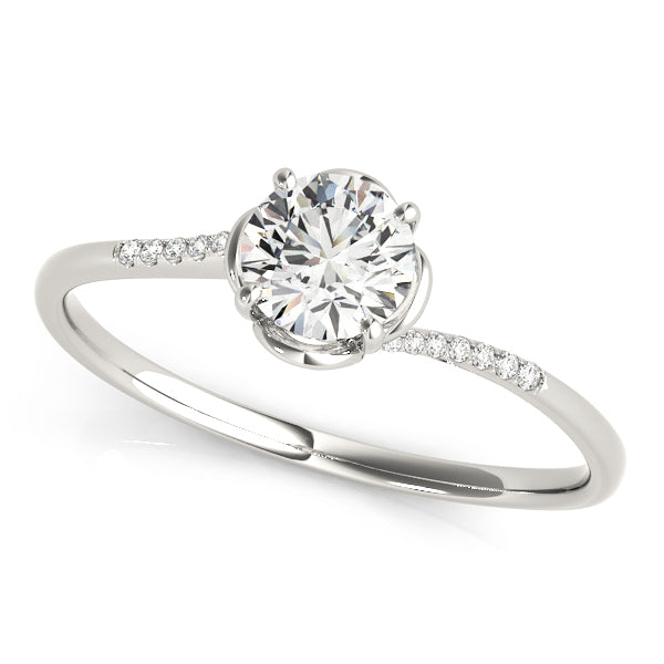 Bypass Floral Swirl Engagement Ring