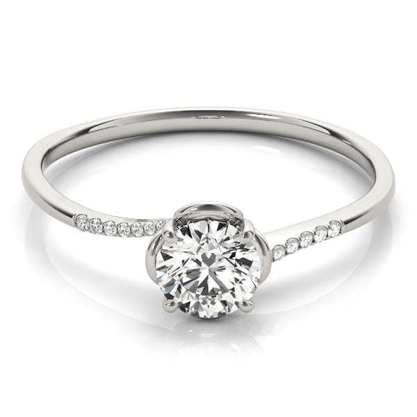 Bypass Floral Swirl Engagement Ring