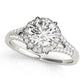 Floral Halo Split Shank Engagement Ring