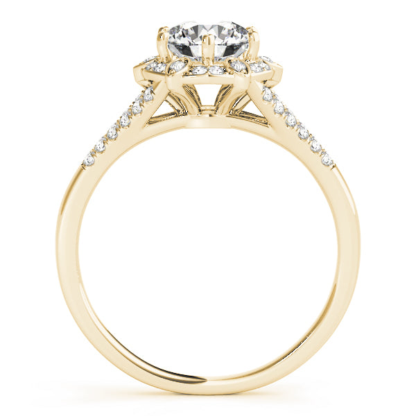 Floral Halo Split Shank Engagement Ring