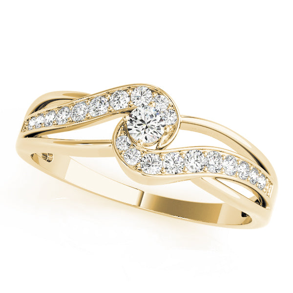 Bypass Swirl Round Cut Engagement Ring