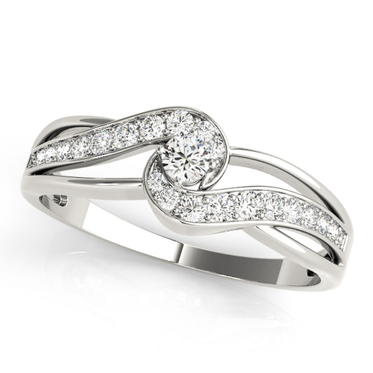 Bypass Swirl Round Cut Engagement Ring