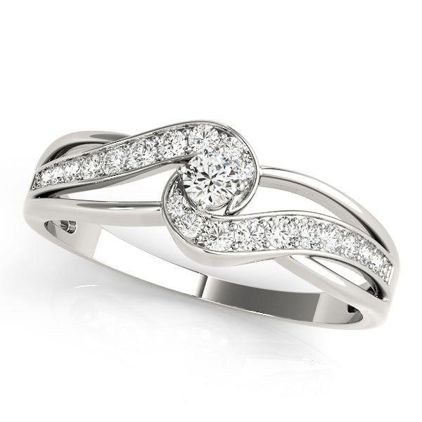 Bypass Swirl Round Cut Engagement Ring