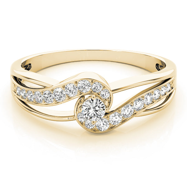 Bypass Swirl Round Cut Engagement Ring