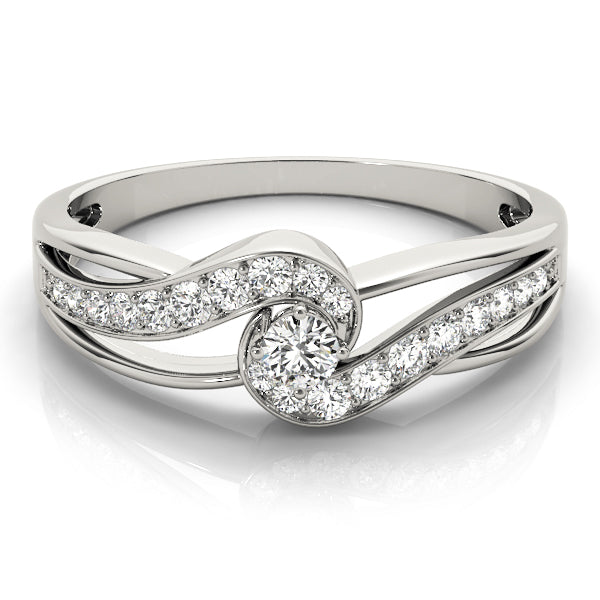 Bypass Swirl Round Cut Engagement Ring