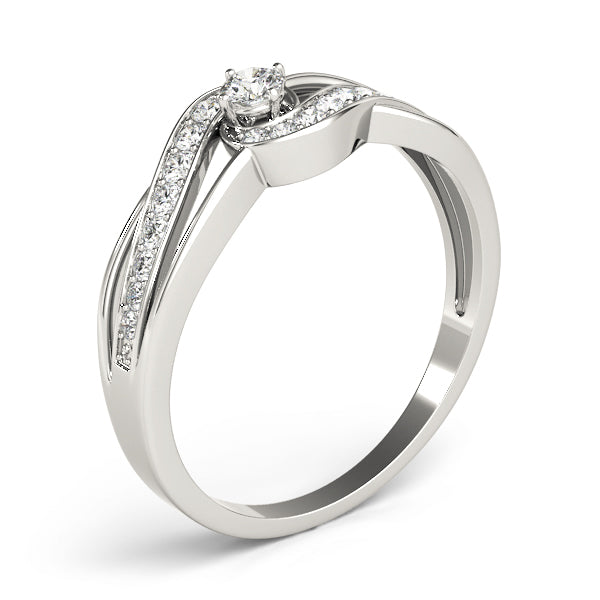 Bypass Swirl Round Cut Engagement Ring