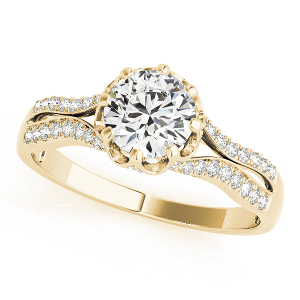 Round Hidden Halo Split Shank Engagement Ring