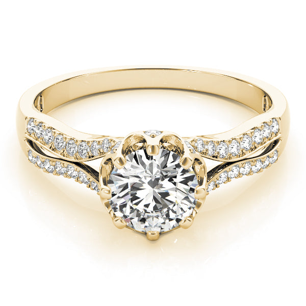 Round Hidden Halo Split Shank Engagement Ring