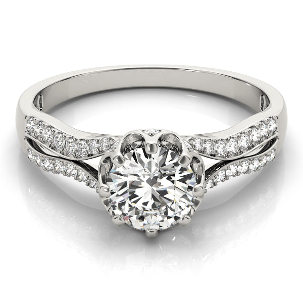 Round Hidden Halo Split Shank Engagement Ring
