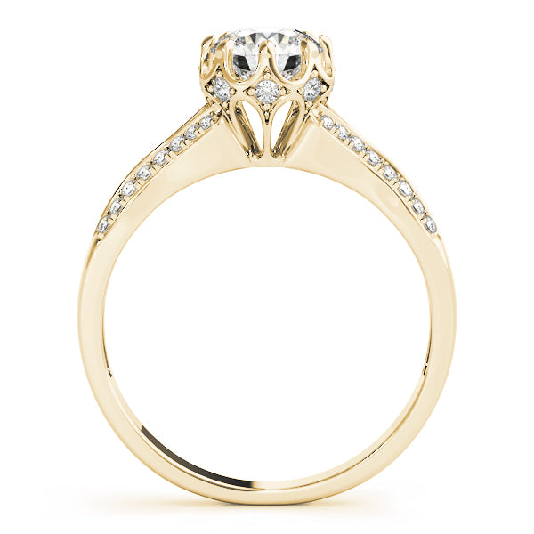Round Hidden Halo Split Shank Engagement Ring