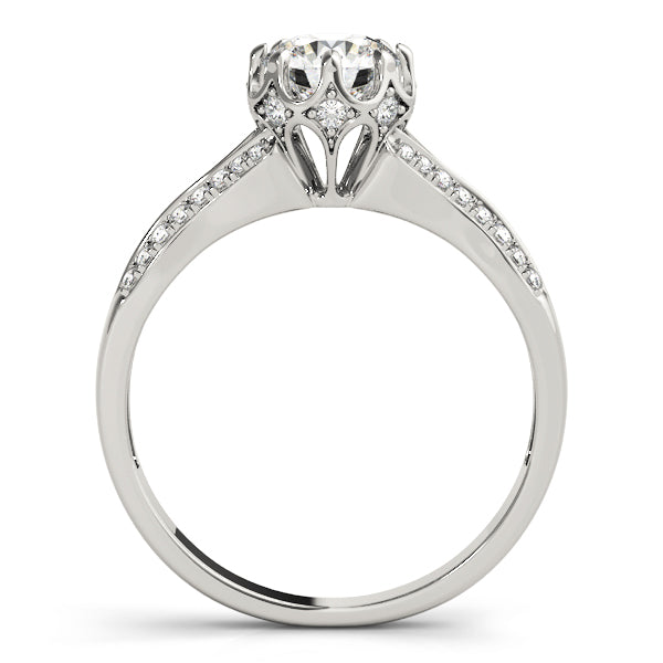 Round Hidden Halo Split Shank Engagement Ring
