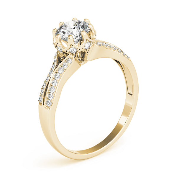 Round Hidden Halo Split Shank Engagement Ring
