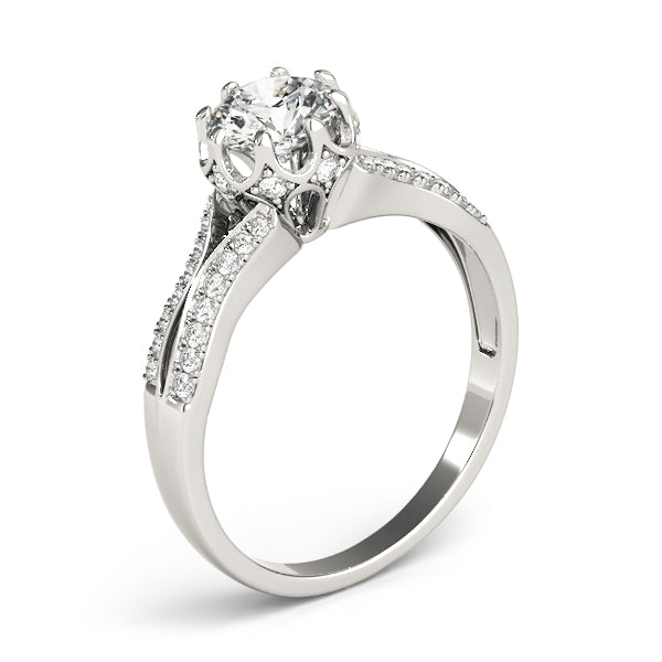 Round Hidden Halo Split Shank Engagement Ring