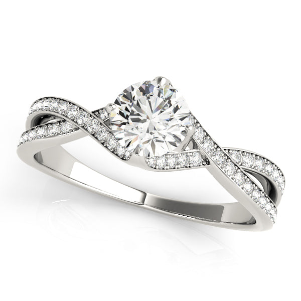 Double Row Twisted Shank Prong Engagement Rings